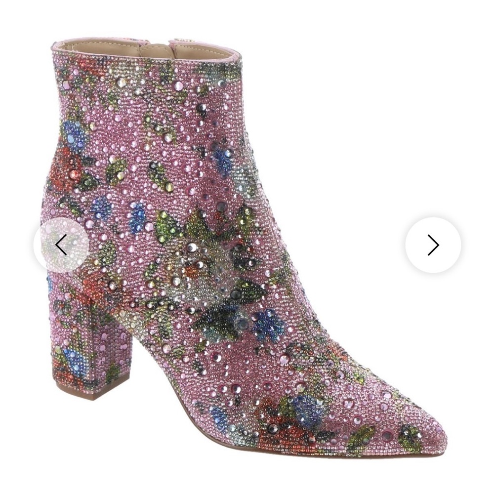 Betsey Johnson Pink Ankle Booties with Shimmering Sequins